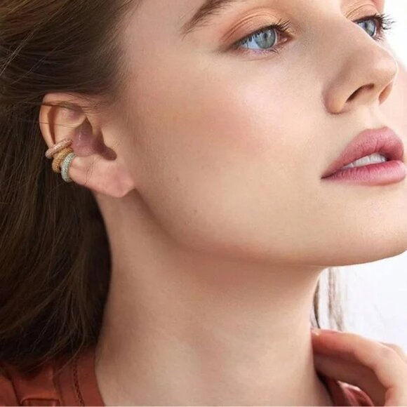 3 Orbits Crystal Cuff Earrings - Picture 3 of 3